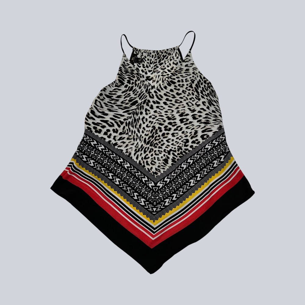 IN San Francisco Women’s Large Leopard Scarf Print Handkerchief Cami Top